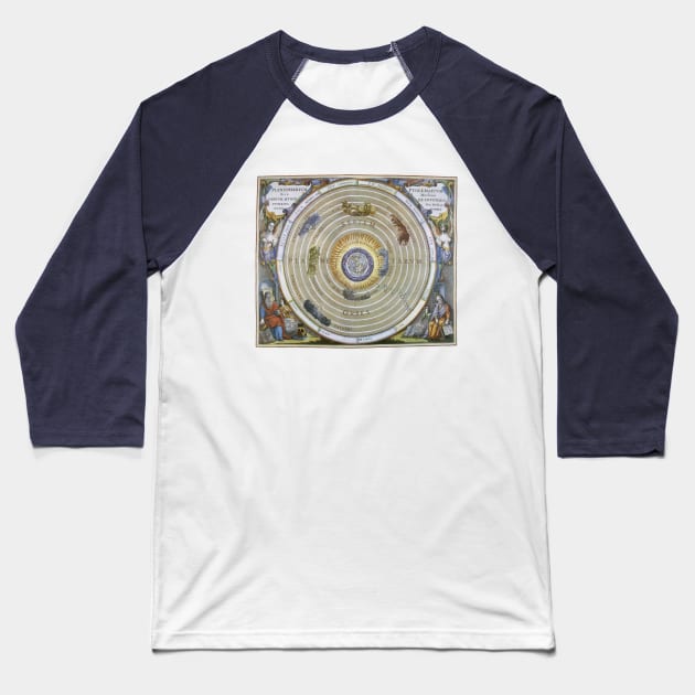 Vintage Ptolemaic Planisphere by Andreas Cellarius from Harmonia Macrocosmica Baseball T-Shirt by MasterpieceCafe